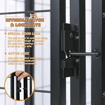 Large Dog Kennel Dog House 4ft x 4.2ft x 4.45ft Heavy Duty Metal Dog Crate Cage Large Pet Playpen with UV-Proof Waterproof Cover & Invisible Lock for Large to Small Dog Outdoor/Indoor Use