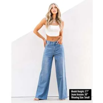 GRAPENT Women Wide Leg Jeans - Stylish & Comfy Fit