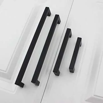 Goldenwarm Black Square Bar Cabinet Pulls - 5 Pack Stylish Hardware