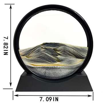 SANDCLE Moving Sand Art Picture - Sand Art Liquid Motion 3D Deep Sea Sandscape, Round Glass Frame Di...