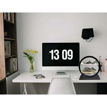 SANDCLE Moving Sand Art Picture - Sand Art Liquid Motion 3D Deep Sea Sandscape, Round Glass Frame Display Flowing Sand Relaxing Toy for Desktop Home Office Work Ocean Decor(Black, 7")