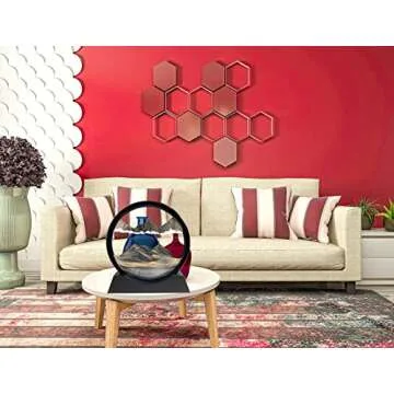 SANDCLE Moving Sand Art Picture - Sand Art Liquid Motion 3D Deep Sea Sandscape, Round Glass Frame Display Flowing Sand Relaxing Toy for Desktop Home Office Work Ocean Decor(Black, 7")