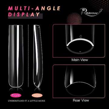 Ranrose Extra Long Nail Tips,240PCS XXXL Long Square Acrylic Nail Tips Full Cover Clear Long Straight Tapered Square Nail Tips 12 Sizes Pre-shaped Fake Nails for DIY Press On Nail Extensions for Women