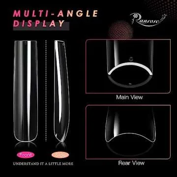 Ranrose Extra Long Nail Tips,240PCS XXXL Long Square Acrylic Nail Tips Full Cover Clear Long Straight Tapered Square Nail Tips 12 Sizes Pre-shaped Fake Nails for DIY Press On Nail Extensions for Women