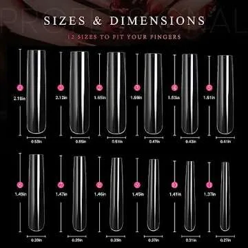 Ranrose Extra Long Nail Tips,240PCS XXXL Long Square Acrylic Nail Tips Full Cover Clear Long Straight Tapered Square Nail Tips 12 Sizes Pre-shaped Fake Nails for DIY Press On Nail Extensions for Women