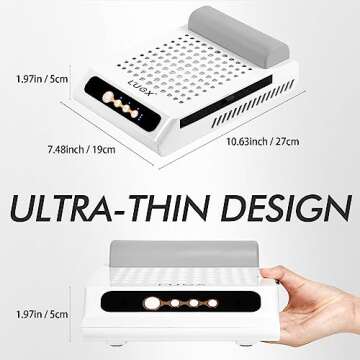 L'UGX Rechargeable Nail Dust Collector with 2 Reusable Filters, Professional 70W Nail Extractor Vacuum Acrylic Nail Dust Cleaner, Perfect for Home Salon Use, Low Noise