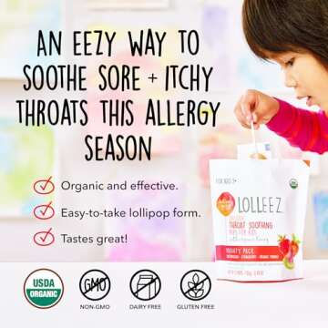 Lolleez Organic Lollipops for Sore Throat Relief – Variety Pack Perfect for Soothing A Sore Throat While Tasting Great– Strawberry, Watermelon & Orange Mango, 21- Count