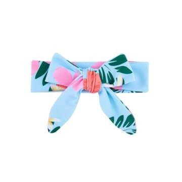 ADUKIDE 12-18 Months One Piece Swimsuit for Baby Girls Beach Rash Guard Swimwear Long Sleeve Bathing Suit with Back Zipper Pink Floral Cute