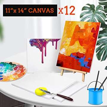 12 Pack Canvases for Painting with 11x14, Painting Canvas for Oil & Acrylic Paint.