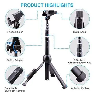 LATZZ Selfie Stick Tripod, 45 Inch Phone Tripod, Extendable iPhone Stand Tripod with Wireless Remote Shutter Compatible iPhone 15 14Pro/MAX/Galaxy Note 20/S21, More