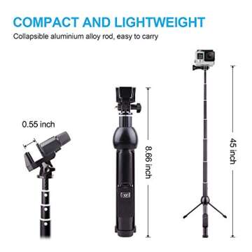 LATZZ Selfie Stick Tripod, 45 Inch Phone Tripod, Extendable iPhone Stand Tripod with Wireless Remote Shutter Compatible iPhone 15 14Pro/MAX/Galaxy Note 20/S21, More