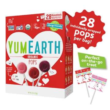 YumEarth Organic Pops Valentine Variety Pack - Fruity Lollipops - Gluten Free Snacks for Kids - Alle...