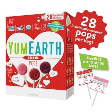 YumEarth Organic Pops Valentine Variety Pack - Fruity Lollipops - Gluten Free Snacks for Kids - Alle...