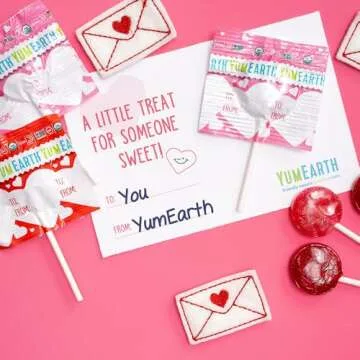 YumEarth Organic Pops Valentine Variety Pack - Fruity Lollipops - Gluten Free Snacks for Kids - Allergy Friendly, Non-GMO, No Artificial Flavors or Dyes - Assorted Flavors, 6.11 oz (Pack of 28)