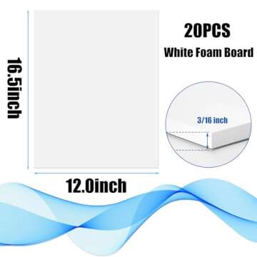 EPHECH White Foam Board 12" x 16.5", 3/16" Thickness Foam Core Baking Board for Projects, A3 Polystyrene Mat Board Poster Foam Board Sheets for Art Crafts, Presentation, Wedding, School Projects