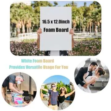 EPHECH White Foam Board 12" x 16.5", 3/16" Thickness Foam Core Baking Board for Projects, A3 Polystyrene Mat Board Poster Foam Board Sheets for Art Crafts, Presentation, Wedding, School Projects