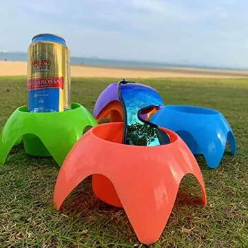 Beach Cup Holders Accessories for Vacation - FRSHALOUIS Beach Stuff Gift Picnic Supplies Beach Coasters Drink Cup Holders(5 Pack)