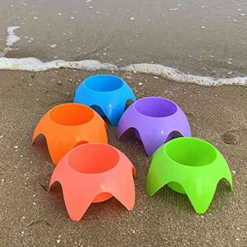 Beach Cup Holders Accessories for Vacation - FRSHALOUIS Beach Stuff Gift Picnic Supplies Beach Coasters Drink Cup Holders(5 Pack)