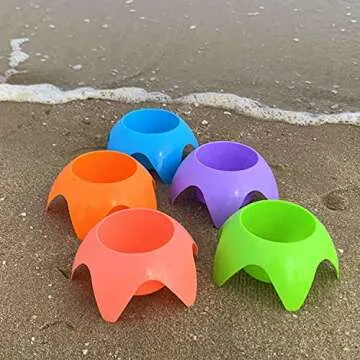 Beach Cup Holders Accessories for Vacation - FRSHALOUIS Beach Stuff Gift Picnic Supplies Beach Coasters Drink Cup Holders(5 Pack)