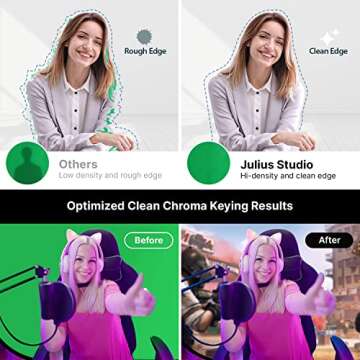 Julius Studio 5 x 6.6 ft Green & Blue Pop Up Screen, Double Sided Collapsible Disc Background, Backd...