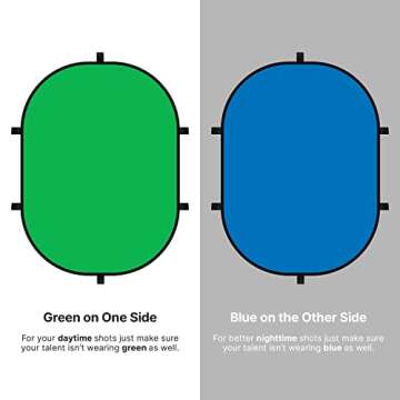 Julius Studio 5 x 6.6 ft Green & Blue Pop Up Screen, Double Sided Collapsible Disc Background, Backdrop Panel for Photo Video Shooting & Streaming, JSAG410