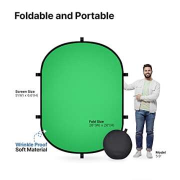 Julius Studio 5 x 6.6 ft Green & Blue Pop Up Screen, Double Sided Collapsible Disc Background, Backdrop Panel for Photo Video Shooting & Streaming, JSAG410