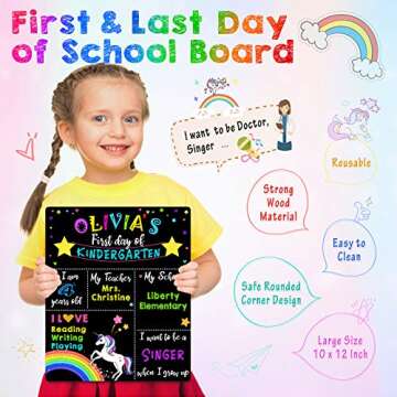 Unicorn First Day of School Chalkboard Sign - Reusable, Double-Sided
