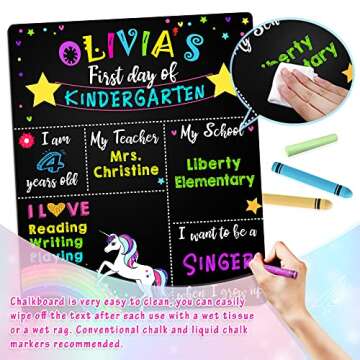 Unicorn First Day of School Chalkboard Sign - Reusable, Double-Sided
