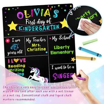 Unicorn First Day of School Chalkboard Sign - Reusable, Double-Sided