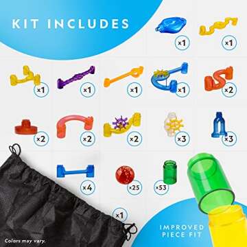 NATIONAL GEOGRAPHIC Glowing Marble Run – 115 Piece Construction Set with 25 Glow in The Dark Glass Marbles, Storage Bag, Great Creative STEM Toy for Girls and Boys