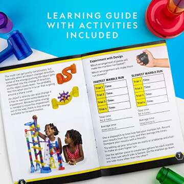 NATIONAL GEOGRAPHIC Glowing Marble Run – 115 Piece Construction Set with 25 Glow in The Dark Glass Marbles, Storage Bag, Great Creative STEM Toy for Girls and Boys