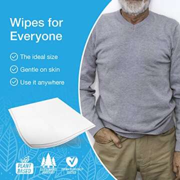 Veeda Natural Flushable Wipes for Adults - 50 Count, Hypoallergenic & pH Balanced Wet Wipes - Unscented Personal Cleansing Body Wipes Safe for Sensitive Skin - Toilet Wipes