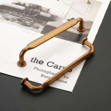 9BUILD 10 Pack Antique Brass Cabinet Pulls 3.75 Inch Kitchen Cabinet Handles Kitchen Handles for Cabinets Vintage Drawer Pulls Retro Dresser Pulls Cupboard Handles