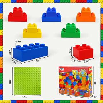 aotipol Building Blocks for Kids Toddlers Including a Baseplate, 101-piece Large Classic Building Bricks Set for Kids of All Ages, Basic STEM Toys Gift, Compatible with All Major Brands