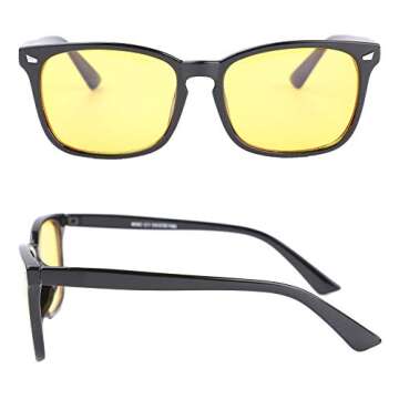 BEISON Computer Glasses Anti Blue Light Anti-glare Anti-fatigue Computer/TV Electromagnetic Radiation Protection (Black, 53mm)