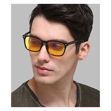 BEISON Computer Glasses Anti Blue Light Anti-glare Anti-fatigue Computer/TV Electromagnetic Radiation Protection (Black, 53mm)