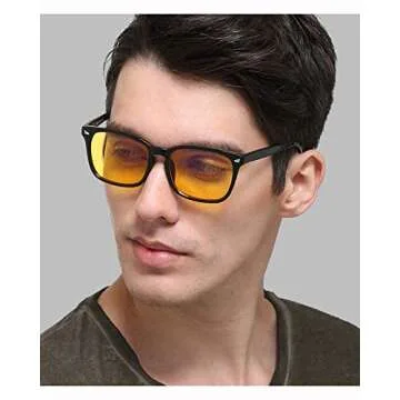 BEISON Computer Glasses Anti Blue Light Anti-glare Anti-fatigue Computer/TV Electromagnetic Radiation Protection (Black, 53mm)