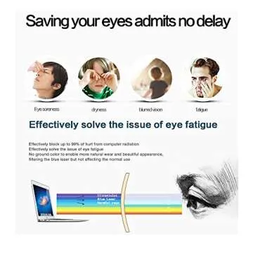 BEISON Computer Glasses Anti Blue Light Anti-glare Anti-fatigue Computer/TV Electromagnetic Radiation Protection (Black, 53mm)