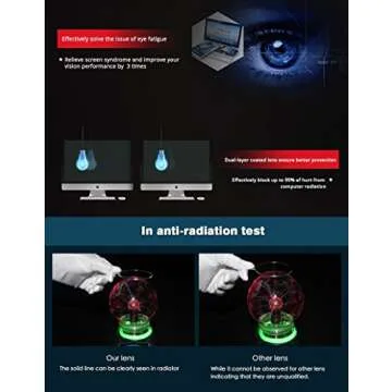 BEISON Computer Glasses Anti Blue Light Anti-glare Anti-fatigue Computer/TV Electromagnetic Radiation Protection (Black, 53mm)