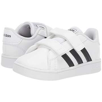 adidas unisex baby Grand Court Sneaker, White/Black/White/White, 8 Toddler US