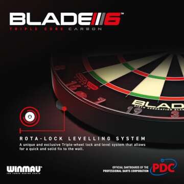 WINMAU Darts Blade 6 Triple Core Carbon Professional PDC Dartboard with Official Tournament Specifications | Endorsed by The PDC