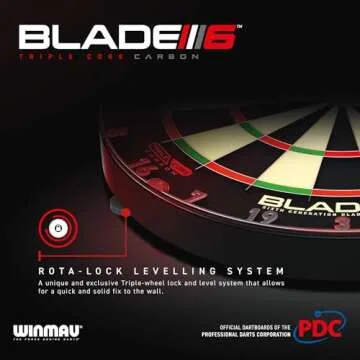 WINMAU Darts Blade 6 Triple Core Carbon Professional PDC Dartboard with Official Tournament Specifications | Endorsed by The PDC