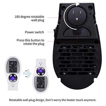 GiveBest Programmable Space Heater with LED Display, Remote Wall Outlet Electric Heater with Thermostat and Timer for Home Office Bathroom Indoor Use, Small Plug in 450 Watt Heater, ETL Listed