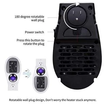 GiveBest Programmable Space Heater with LED Display, Remote Wall Outlet Electric Heater with Thermostat and Timer for Home Office Bathroom Indoor Use, Small Plug in 450 Watt Heater, ETL Listed