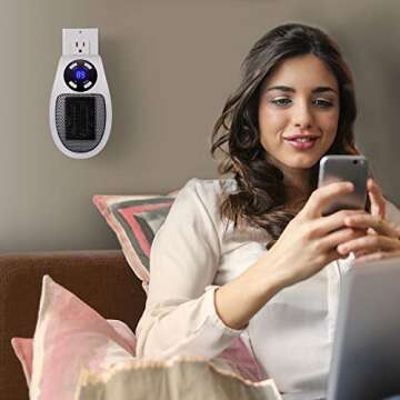 GiveBest Programmable Space Heater with LED Display, Remote Wall Outlet Electric Heater with Thermostat and Timer for Home Office Bathroom Indoor Use, Small Plug in 450 Watt Heater, ETL Listed