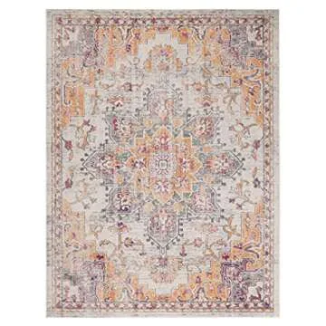 SAFAVIEH Madison Collection Area Rug - 6' x 9', Beige & Orange, Boho Chic Medallion Distressed Desig...