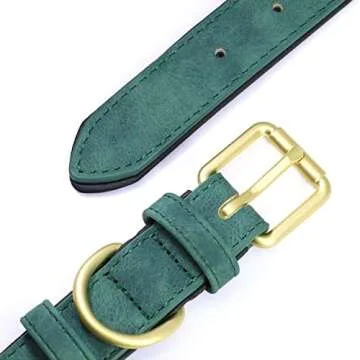 PET ARTIST Personalized Leather Dog Collar with Bling Name Letters,Rhinestones Dog Collar for Small Medium Girl Dog Green Neck Size:11-14.9 Inch