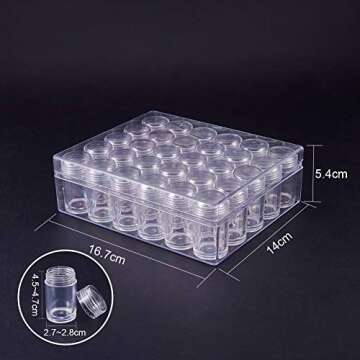 PandaHall Elite 30 Pieces 25ml Clear Plastic Bead Storage Containers Organizers Box Pot Jars with Sc...