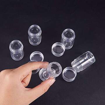 PandaHall Elite 30 Pieces 25ml Clear Plastic Bead Storage Containers Organizers Box Pot Jars with Screw Lids for Beads, Jewelry, Nail Art, Cosmetics and Other Small Items (1.85 x 1 Inch)
