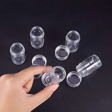 PandaHall Elite 30 Pieces 25ml Clear Plastic Bead Storage Containers Organizers Box Pot Jars with Screw Lids for Beads, Jewelry, Nail Art, Cosmetics and Other Small Items (1.85 x 1 Inch)